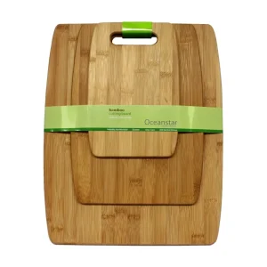 3-Piece Eco-Friendly Traditional Bamboo Cutting Board Set in Brown