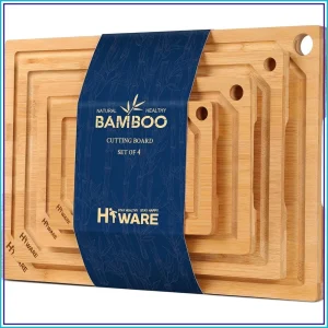4-Piece Extra Large Bamboo Cutting Boards Set with Juice Groove, Heavy Duty Chopping Boards for Kitchen