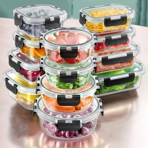 12pcs Glass Lunch Box Food Storage Containers Meal Prep Airtight Bento Boxes